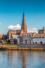 St. Martinus church (de Sint-Maartenskerk in Dutch) at Maas riverside in the Dutch city of Maastricht