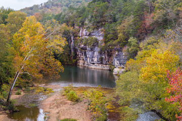 Buffalo National River in Arkansas. Beautiful in colorful autumn season. View from above