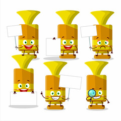 Sticker - Orange spray trumpet cartoon character bring information board