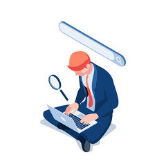 Wall Mural - Isometric Businessman Using Search Engine Website for Information