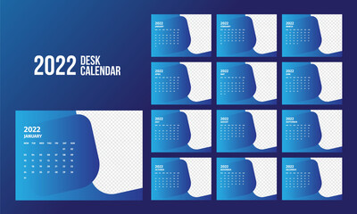 Wall Mural - Desk Calendar 2022 Template