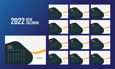 Wall Mural - Desk Calendar 2022 Template