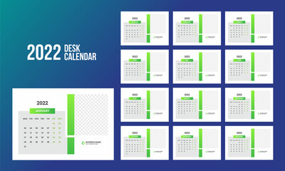 Wall Mural - Desk Calendar 2022 Template