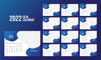 Wall Mural - Desk Calendar 2022 Template