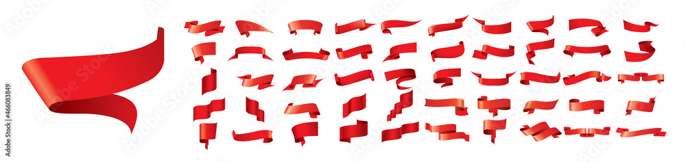 A set of vector red ribbons on a white background Stock Vector | Adobe ...