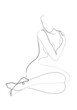 © feelartfeelant - line Art Naked woman or one line drawing on white isolated background. fashion concept, woman beauty minimalist, illustration of a beautiful nude figure.