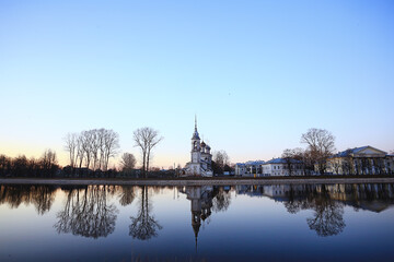 Wall Mural - church river panorama vologda, landscape orthodoxy tourism russia