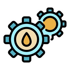 Sticker - Digestion gear system icon. Outline digestion gear system vector icon color flat isolated