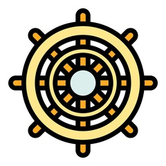 Sticker - Maritime ship wheel icon. Outline maritime ship wheel vector icon color flat isolated