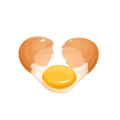 Canvas Print - Broken the falling brown chicken egg vector illustration.