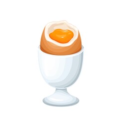 Wall Mural - Soft-boiled eggs in eggshell in egg holder vector illustration.