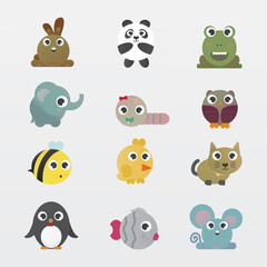  Bundle of cute characters of various animals, suitable for illustration and animation