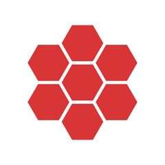 Sticker - Honey comb vector icon. Red symbol