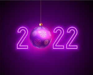 2022 neon new year christmas style celebration purple banner