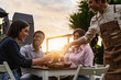 © Alessandro Biascioli - Happy multiracial people having fun eating in a street food truck market