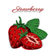 Fresh and tasty strawberry with leaves