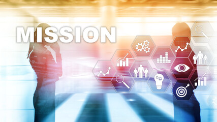 Wall Mural - mission business concept. finacial success chart concept on virtual screen. abstract business backgr