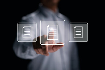 Aufkleber - Business button file symbol, online documentation management.