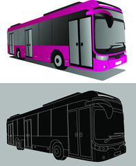 modern hi-tech red tour bus with fullcolor and black shadow. by vector design