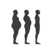 © tomozina1 - Process of losing weight. Three male black silhouettes isolated on white background