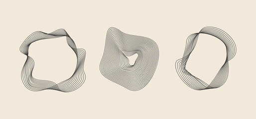 Aufkleber - Vector minimal geometric illustrations set - trendy abstract aesthetic linear compositions, prints, frames and graphic design elements