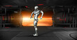 © Yucel Yilmaz - Futuristic Bionic Cyborg Making Robot Dance On A Space Journey. Technology And Space Related 3D Illustration Render.