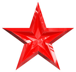 Wall Mural - 5 point star - christmas star - red single isolated on white - 3d rendering