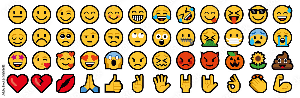 Emoji Emoticon collection set, editorial vector illustration Stock ...