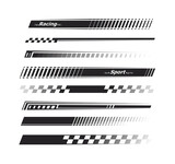 Fototapeta Zachód słońca - Sports stripes, car stickers black color. Racing decals for tuning.