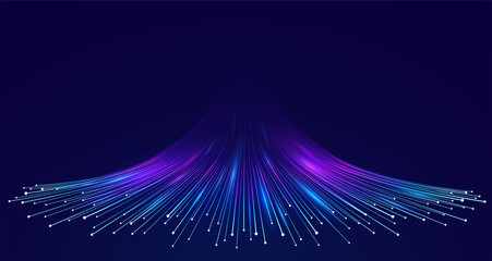 abstract digital big data background, fiber optic network lines. data flow visualization concept.