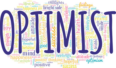 Wall Mural - Optimist vector illustration word cloud isolated on white background.