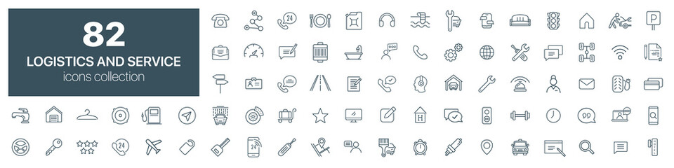 Poster - Logistic and service line icons collection. Vector illustration eps10