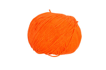 orange ball of wool isolated on white background