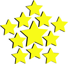 Eleven Stars Form A Pentagon. Yellow Star Vector Icon. Star Sign. Illustration On White Background