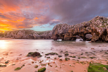 Poster - Playa de cuevas del Mar, Asturias