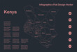 Infographics Kenya map outline, flat design, color blue  vector