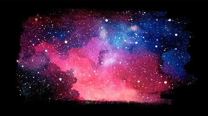 Wall Mural - colorful space watercolor illustration isolated on black background