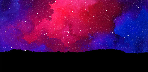 Wall Mural - watercolor galaxy background with stars. vector cosmic layout with copy space for text