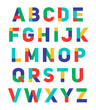 Colorful trendy geometric uppercase alphabet design.