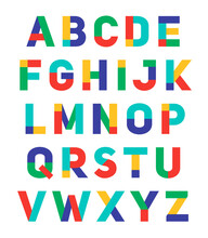 Colorful Trendy Geometric Uppercase Alphabet Design.