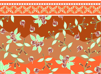 Indonesian batik motifs in the style of Maluku Island with very distinctive nutmeg, clove, and traditional motifs. Exclusive vector for design 