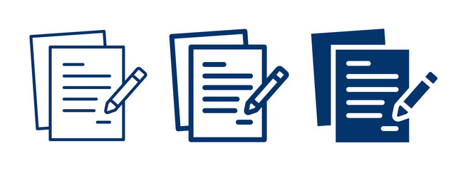 business contract icon set. paper with pencil icon vector illustration.