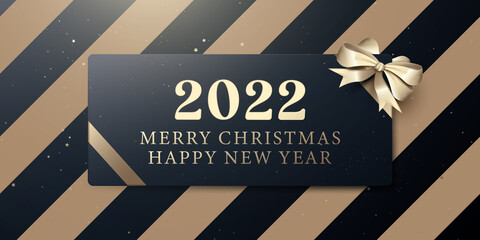 Poster - Christmas dark blue and gold banner, posters, cards, headers, website. Luxury background