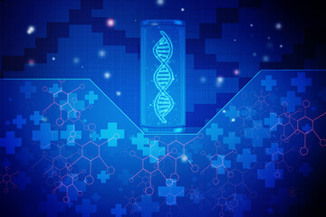 Sticker - 2d render of dna structure, abstract background