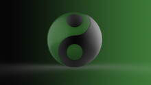 3d Illustration Green Black Ying Yang Symbol Ball. Stock Image.