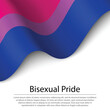 Waving flag of Bisexual Pride on white background. Banner or rib