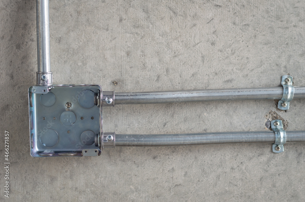 Foto de Stock Electrical conduit for cable routing between electrical ...