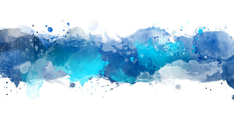 Wall Mural - Artistic blue watercolor splash effect template