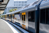 Fototapeta Na ścianę - Passenger train on the empty station in Sydney, New South Wales, Australia