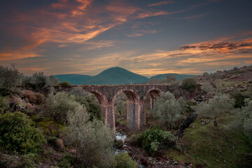 Wall Mural - Turkey - Izmir -Urla Stone structure Historical cross bridge (Local name: Tatar bridge)